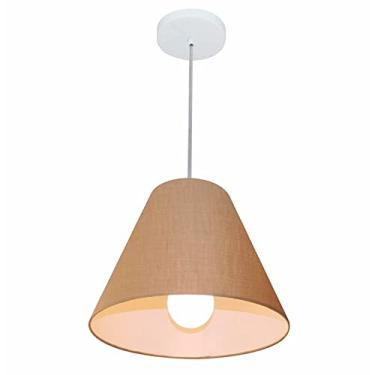 Imagem de Lustre Pendente Cone Cúpula Tecido 25/30x12 cm, Vivare Iluminação, Pendente4028 LP, Palha, Pequeno
