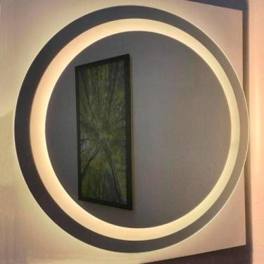 Imagem de Espelho Decorativo Redondo Com Led 40cm Amarelo - In House Decor