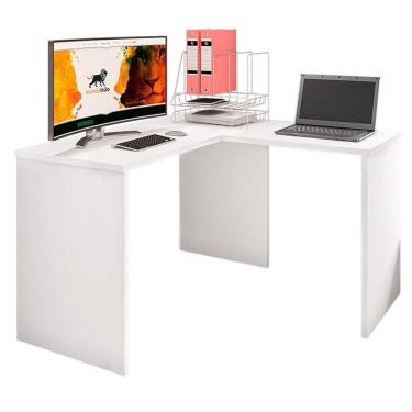 Imagem de Mesa para Computador Escrivaninha Gávea em L Branco - PR Móveis