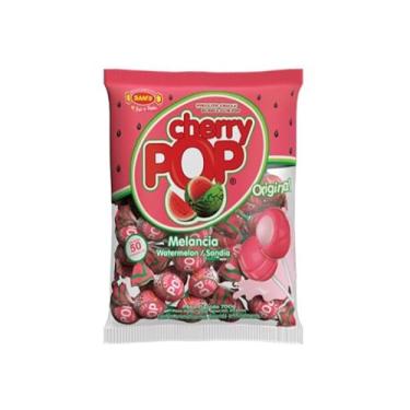 Imagem de Pirulito Chicle Cherry Pop Melancia C/ 50un 700g - Sam's