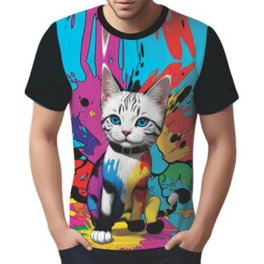Imagem de Camisa Camiseta Tshirt Gato Gatinho Pop Art Abstrata Hd 5 - Enjoy Shop