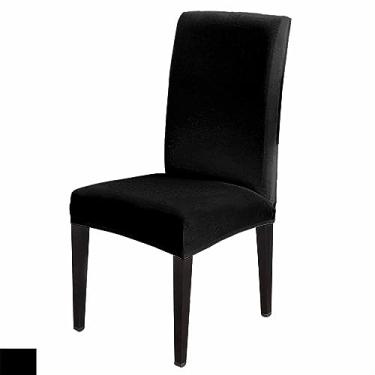 Imagem de Savannan Capas de cadeira de sala de jantar, capas elásticas pretas para cadeira Parsons capa protetora removível para cadeira de cozinha para sala de jantar, conjunto de 6