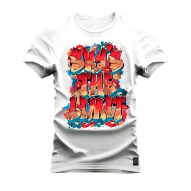 Imagem de Camiseta Plus Size T-Shirt 100% Algodão Estampada Durável Sky the Limit Branco G2