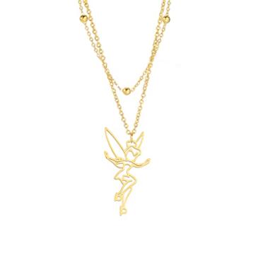 Imagem de EUEAVAN Colar com pingente de princesa Wendy Tinkerbell, fada, anjo, moderno, requintado, dançarina mágica, balé, gargantilha, joias, conto de fadas, citação feminina, Aço inoxidável, Sem Pedra