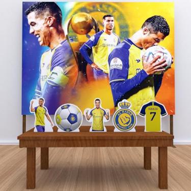 Imagem de Kit Decoração Festa de Aniversário Infantil Painel + Displays Cristiano Ronaldo Al Nassr