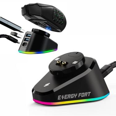 Imagem de MOSHOU Estação de carregamento sem fio para mouse compatível com Logitech G Pro X Superlight G903h G703h G502 Lightspeed Razer DeathAdder V2 Naga Viper Basilisk Ultimate Gaming Mouse Dock Station