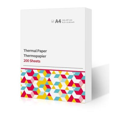 Imagem de Papel térmico A4, papel de impressora térmica para impressora portátil A4, impressão térmica avançada de secagem rápida, compatível com impressora portátil Phomemo M08F, M832, M833, 200 folhas