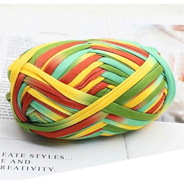 Imagem de 1 peça camiseta colorida fio de tricô tecido de crochê para arte de tecido de malha DIY (#54 laranja e verde)