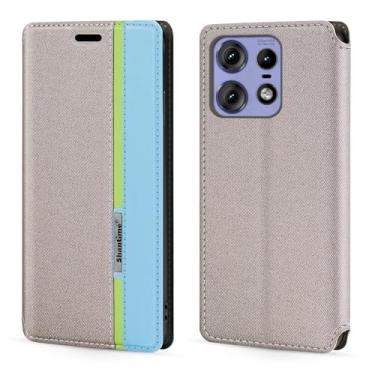 Imagem de Shantime Capa para Motorola Edge 50 Pro 5G, capa flip de couro com fecho magnético multicolorido fashion com suporte para cartão para Motorola Edge 50 Pro 5G (6,7 polegadas)