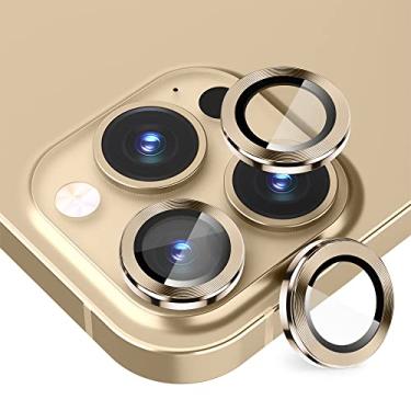 Imagem de GGOOIG Protetor de lente de câmera para iPhone 14 Pro/14 Pro Max, vidro temperado 9H + anel de liga de alumínio protetor de câmera para iPhone 14 Pro (6,1 polegadas)/14 Pro Max (6,7 polegadas) (lançado em 2022) - dourado