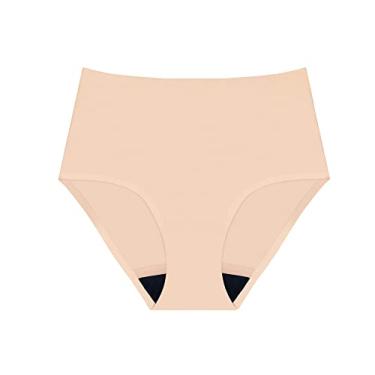Imagem de AIRCUTE Roupa íntima absorvente para incontinência urinária para mulheres, sem costura, lixa, cintura alta, para proteção contra vazamentos na bexiga, 60 ml, Bege, XG