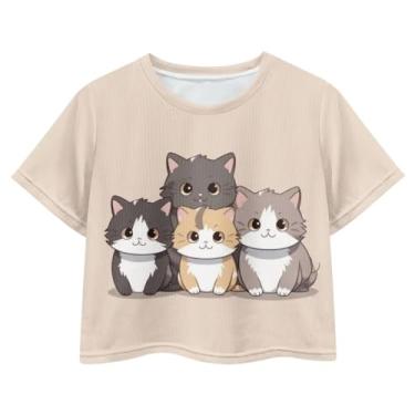 Imagem de Ystardream Lindas camisetas casuais para adolescentes de 6 a 16 anos, Gato de desenho animado, M