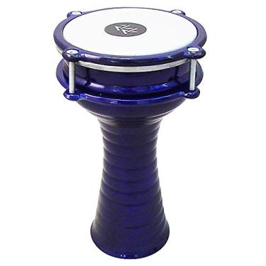 Imagem de Percussão infantil de alumínio Darbuka de 25,4 cm de comprimento, 13,2 cm de cabeça sintética ajustável para crianças (azul)