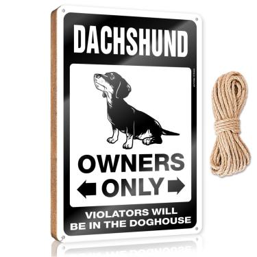 Imagem de CakJuice Sinais engraçados para decoração de casa dachshund estacionamento apenas sinal de madeira placa de porta de madeira DIY placa frontal de porta (tamanho: 20X30CM)