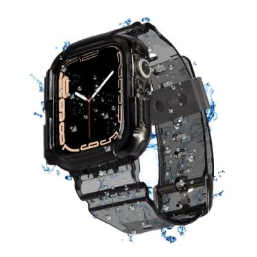 Imagem de Blingbrione Pulseira compatível com Apple Watch com capa de 38 mm/40 mm, à prova d'água, à prova de choque, resistente a impactos, capa protetora robusta com pulseira macia de silicone TPU para iPhone Watch Series 6, 5, 4, 3, 2, 1 SE.iwatch Sport pulseira de reposição para homens femininos (preto)