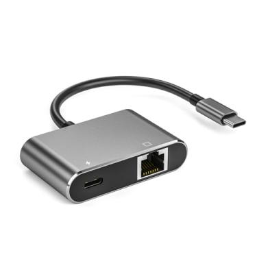 Imagem de Adaptador de rede Gigabit Ethernet USB C para RJ45 LAN com Chippset AX88179 com carregamento PD de 100W para Windows/iOS/iPadOS/MacOS/Linux