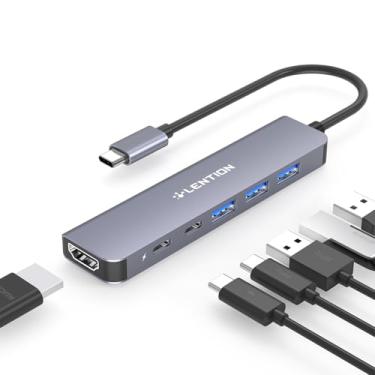 Imagem de LENTION 6 em 1 USB C para Hub Adaptador USB, USB C Multiporta Dongle com 4K HDMI, USB C Data Porta, 3 USB 3.0, 100W PD Compatível New MacBook Pro/Mac Air, iPad, Outros Dispotivos do Tipo C (Cinza)