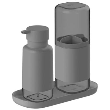 Imagem de Conjunto Dispenser Sabonete Liquido Porta Escova Dual Ou Cor Preto