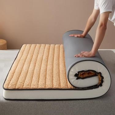 Imagem de DAHONGZI Colchão de chão dobrável dobrável japonês colchão de chão com padrão diamante cama casal deixa você mais confortável deitado na cama.