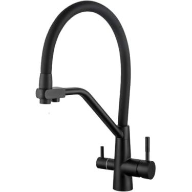 Imagem de Torneiras de cozinha flexíveis com spray pull down, torneira misturadora de cozinha cromada com mangueira de silicone, alavanca única, função dupla, torneira para pia de cozinha, torneira gi