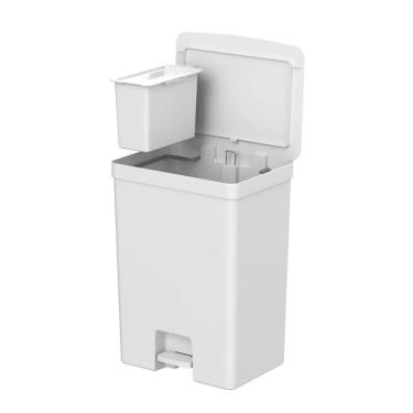 Imagem de Lixeira Com Pedal Trium 46 L + 4 L Branco Ou