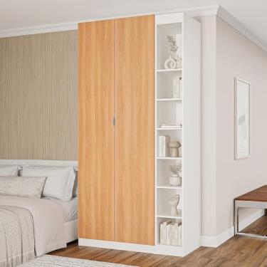 Imagem de Guarda-roupa Modulado 2 Portas 3 Peças Hera Cabecasa Madeiramadeira Branco Geada/Louro/Cinza