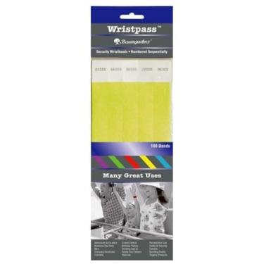 Imagem de CAIXA de 15 - Baumgartens Wristpass Dupont Tyvek Pulseiras de Segurança, Resistente a rasgos, 25 cm x 1,9 cm, 100/PK, YW