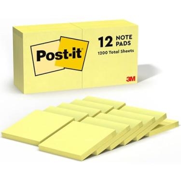 Imagem de Post-it Notes Original Notes, 3 x 3 polegadas, amarelo can rio (2 pacotes de 12)