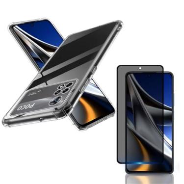 Imagem de Capa Capinha Anti Impacto + Película Privacidade 3D Para Poco X4 Pro Tela De 6,67 Polegadas - (Bluepink)