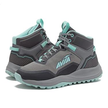 Imagem de Avia Grit Sport Botas femininas de caminhada, cano médio até o tornozelo para todos os climas, Cinza-escuro/cinza médio/verde-petróleo, 10