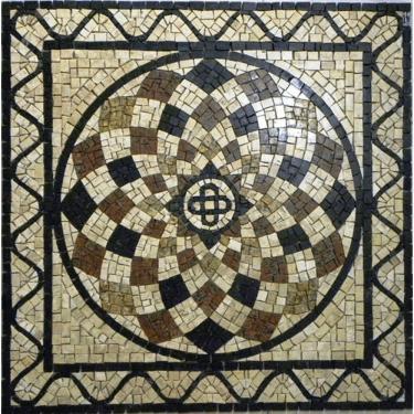 Imagem de Piso Em Mosaico Romano Semente De Girassol Colorato I Tamanho 120cm