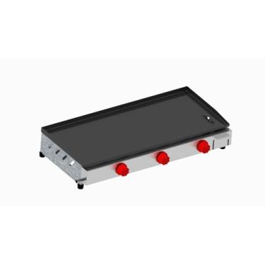 Imagem de Chapa Chapeira 70x30 Chapa de Lanches Semiprofissional SEM PRENSA A Gás Baixa Pressão Frontal Inox com 3 Queimadores