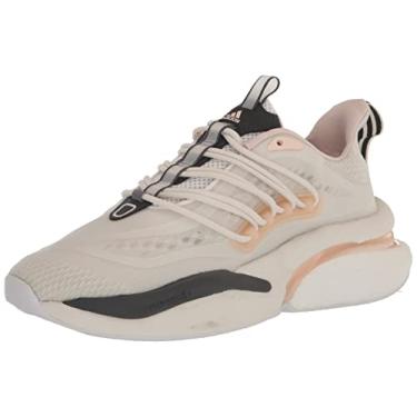 Imagem de adidas Alphaboost V1 Tênis de corrida feminino, Branco/quartzo maravilha/cinza, 40