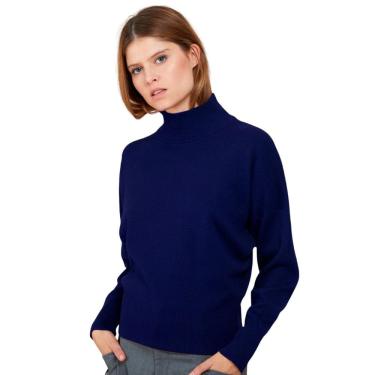 Imagem de Blusa Morcego Manga Longa Gola Alta Soltinha Social Moda Feminina