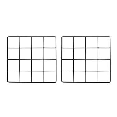 Imagem de YOKIVE 2 peças de painel de grade de arame de ferro, painéis decorativos | Suporte de exibição de fotos para pendurar para escritório em casa (preto, 20 x 20 cm)