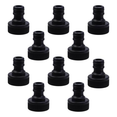 Imagem de Conector fêmea de mangueira de jardim de plástico da Antrader, conjunto de adaptadores de rosca de mangueira de água, do conector rápido ao conector de rosca padrão de 3/4", preto, pacote com 10