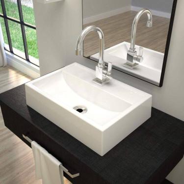 Imagem de Kit 2 Cubas de Apoio para Banheiro Q45w Retangular Compace Branco