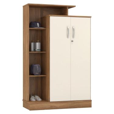 Imagem de Armário Organizador Multiuso Quarto Lavanderia Sapateira 2 Portas 6 Prateleiras C/ Chave Elite