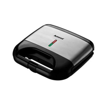 Imagem de Grill e Sanduicheira Elétrica Amvox AMS 500 Black - 750W 127V, Preto, 