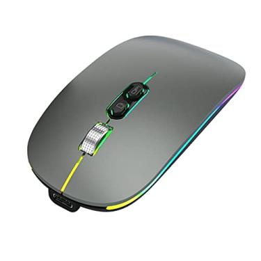 Imagem de Mouse sem fio de modo duplo 2.4G+BT5.1 Mouse ergonômico com 3 marchas DPI ajustável Bateria de lítio recarregável de 500mAh embutida Cinza