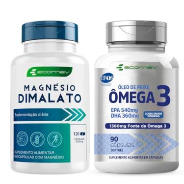 Imagem de Kit Magnesio Dimalato + Omega 3 Ultra 1360Mg Epa Dha Cert. IFOS Pureza Qualidade 210Cáps
