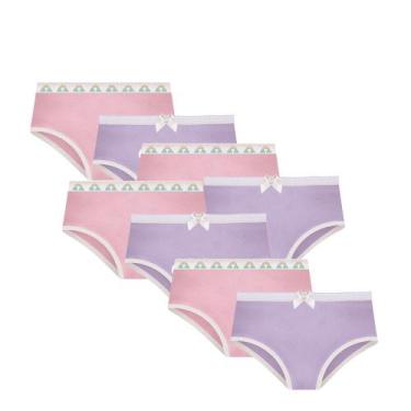 Imagem de Kit 8 Calcinhas Básica Normal Para Meninas Selene Infanto Juvenil Em A