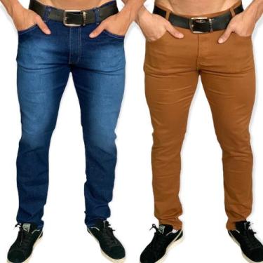 Imagem de Kit 2 Calças sarja masculino slim reta cores variadas - sky jeans, Jea