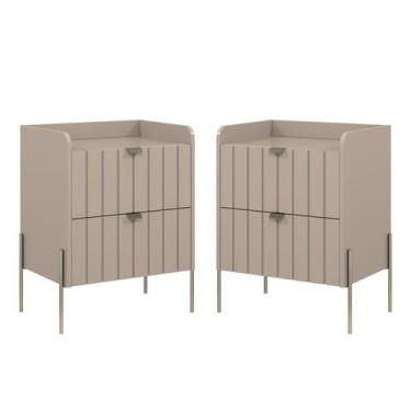 Imagem de kit 2 mesa de cabeceira com gaveta para cama quarto moriah 45cm pés e 