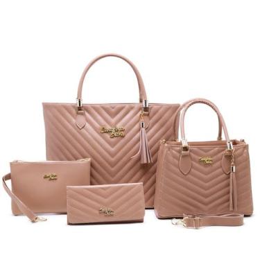 Imagem de Kit De Bolsas Lorena 4 Pecas  Bolsa Sacola  Carteira e Tira Colo Pacot