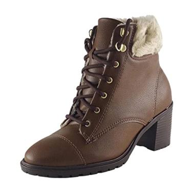 Imagem de Coturno Feminino Salto Grosso Médio Bota Beira Rio Pelinho Cor:Marrom;Tamanho:36;Gênero:Feminino