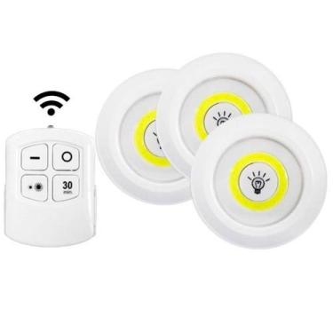 Imagem de Luminária Led 3x Spot Sem Fio Kit Controle Remoto e Cor Branco - RELET