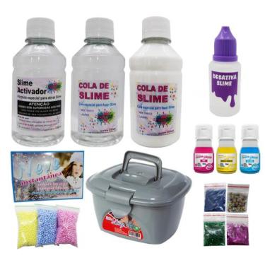 Imagem de Kit Completo Fazer Slime Quite Barato Slime - Ine Slime, Maleta prata