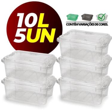 Imagem de 10 Caixas Cesto Organizador Grande Alça Lacre Cozinha Balcão - Usual U