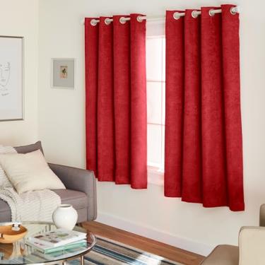 Imagem de Exclusive Home Curtains Oxford – Painel de cortina térmico de cetim texturizado com ilhós, 132 x 150 cm, Chili, 2 unidades